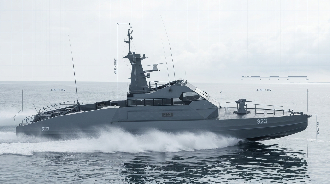 CMN HSI-32 patrol vessel number 323 in motion at sea